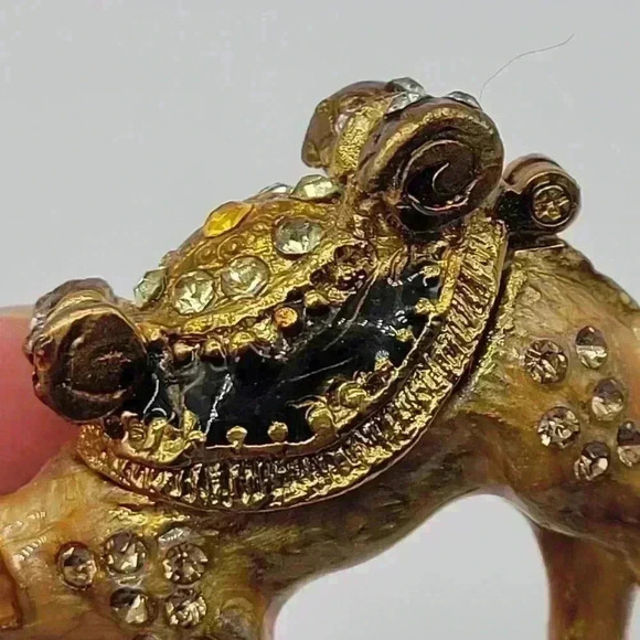 Rare Miniauture Camel Bejeweled Gold & Enamel Camel Trinket VTG W/White Stones - Picture 4 of 8